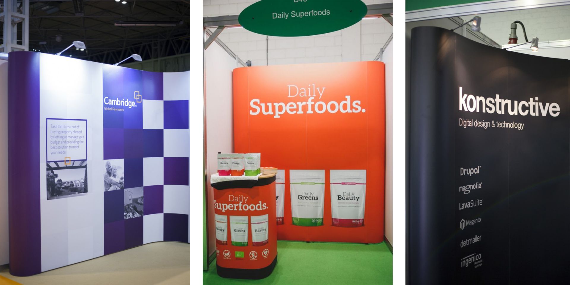 An array of different Pop Up Stands