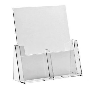 Side-By-Side Freestanding Dual Compartment Leaflet Dispenser (2x 1/3 A4)