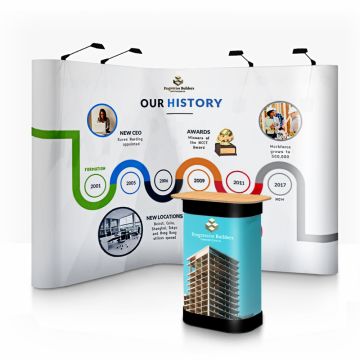 Linked Pop Up Exhibition Stand - 3m x 3m - L-Shape