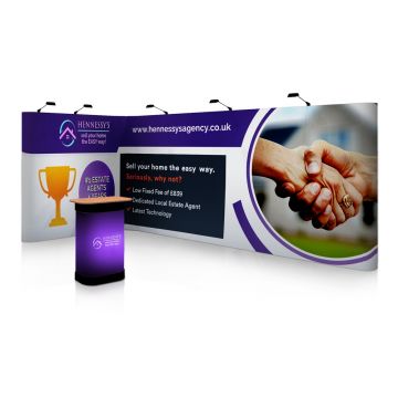 Linked Pop Up Exhibition Stand - 6m x 3m - L-Shape