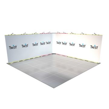 Twist Modular Exhibition Stand - 5m x 5m - 2 Open Sides